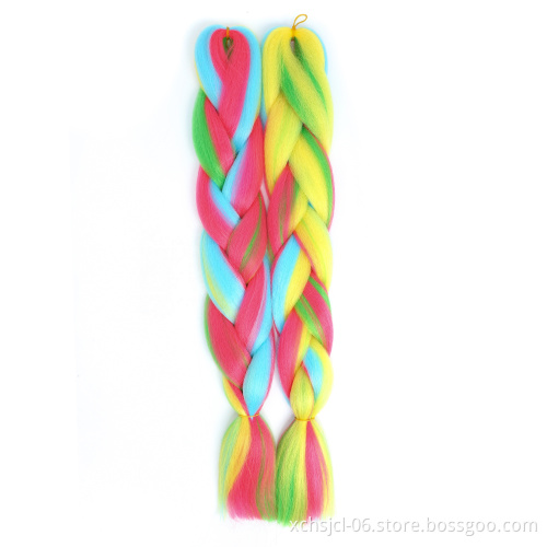 Wholesale Braiding Hair Mix Rainbow Braids Synthetic Jumbo Braids Hair Extension for Women